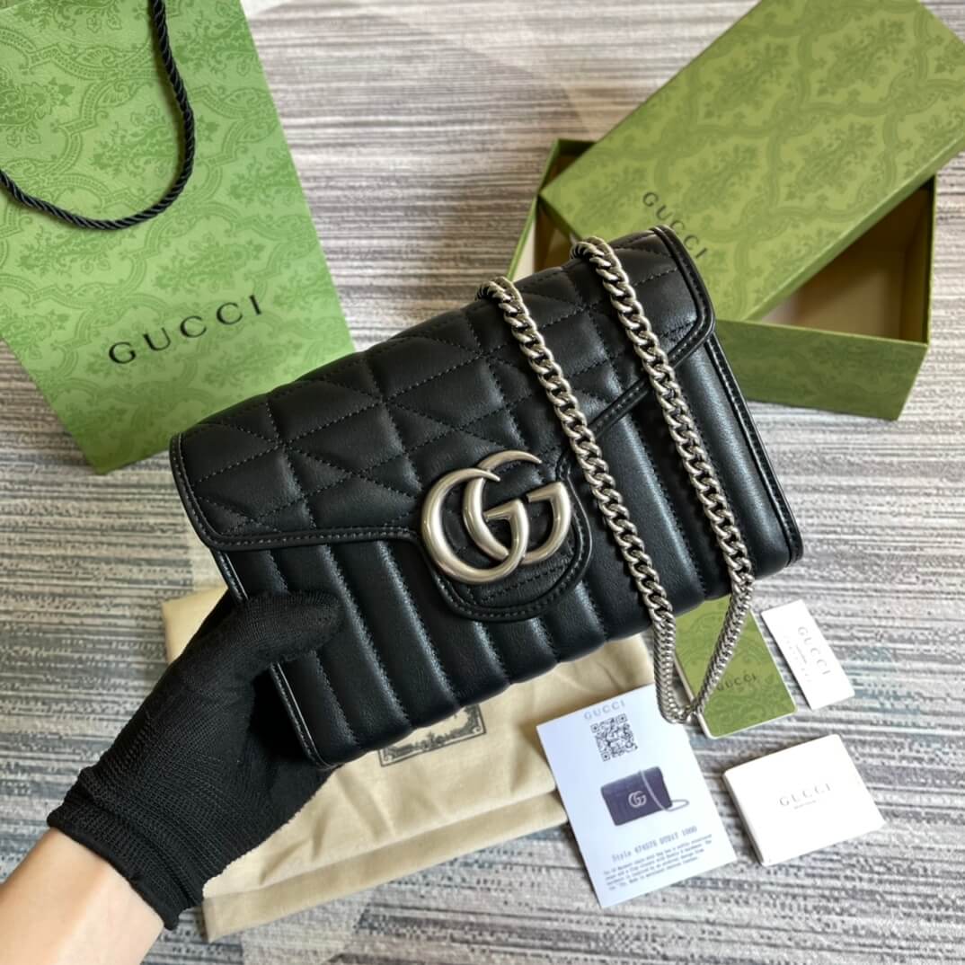 gc 474575 marmont 20cm black free shipping shoulder bag cross body bags