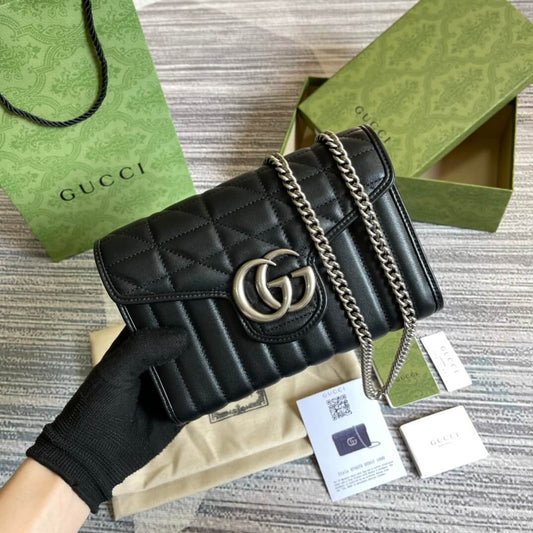 gc 474575 marmont 20cm black free shipping shoulder bag cross body bags