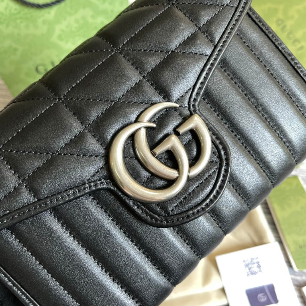 gc 474575 marmont 20cm black free shipping shoulder bag cross body bags