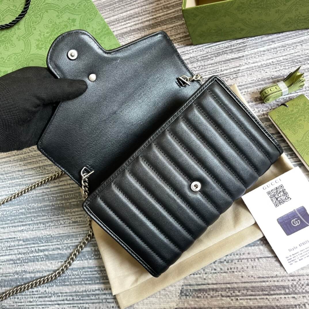 gc 474575 marmont 20cm black free shipping shoulder bag cross body bags