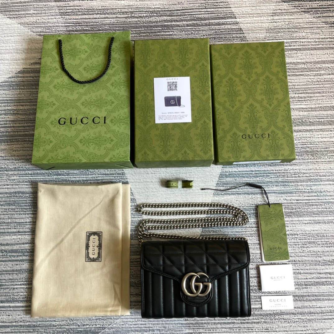gc 474575 marmont 20cm black free shipping shoulder bag cross body bags
