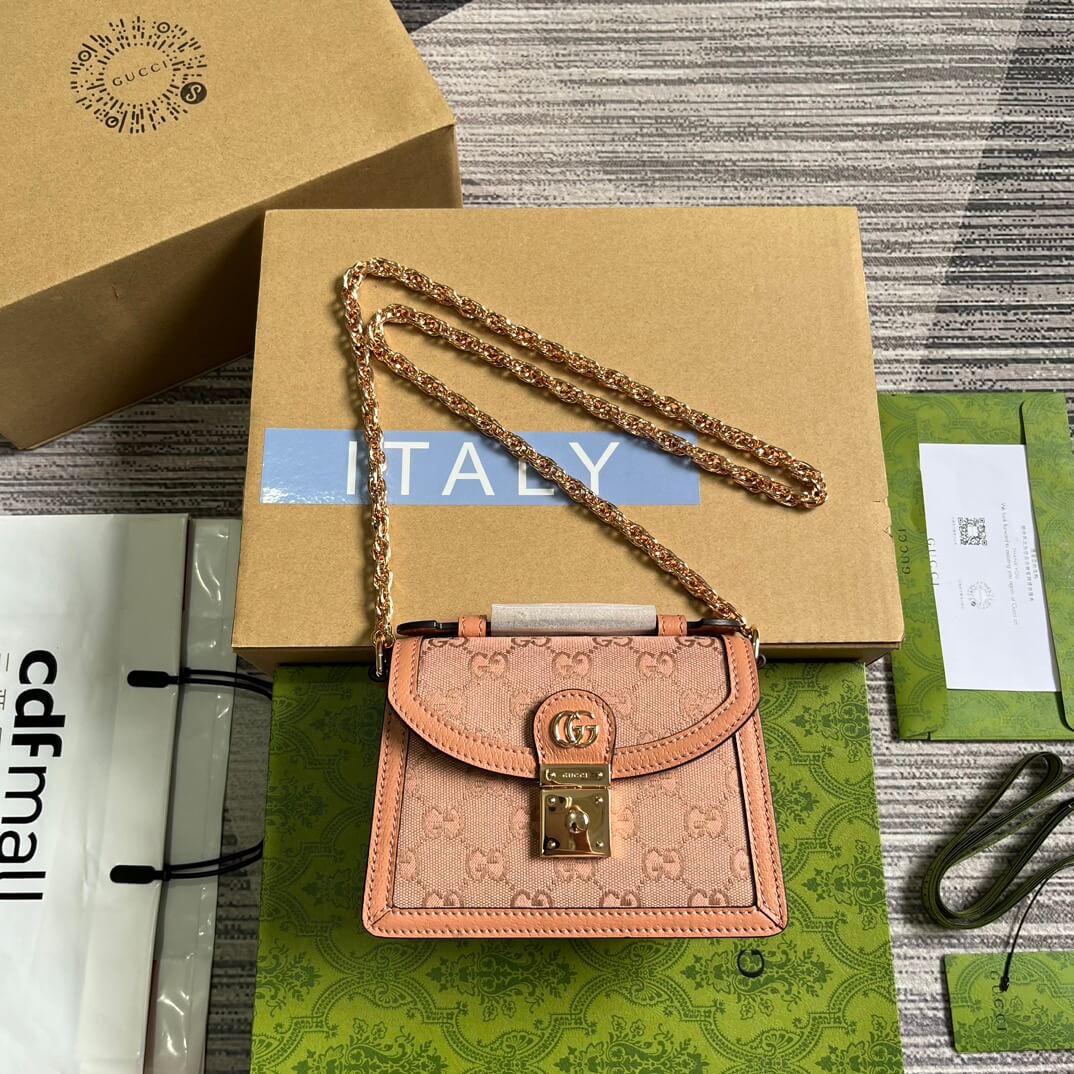 gc 696180 ophidia shoulder bag 17 5cm pink skin free shipping