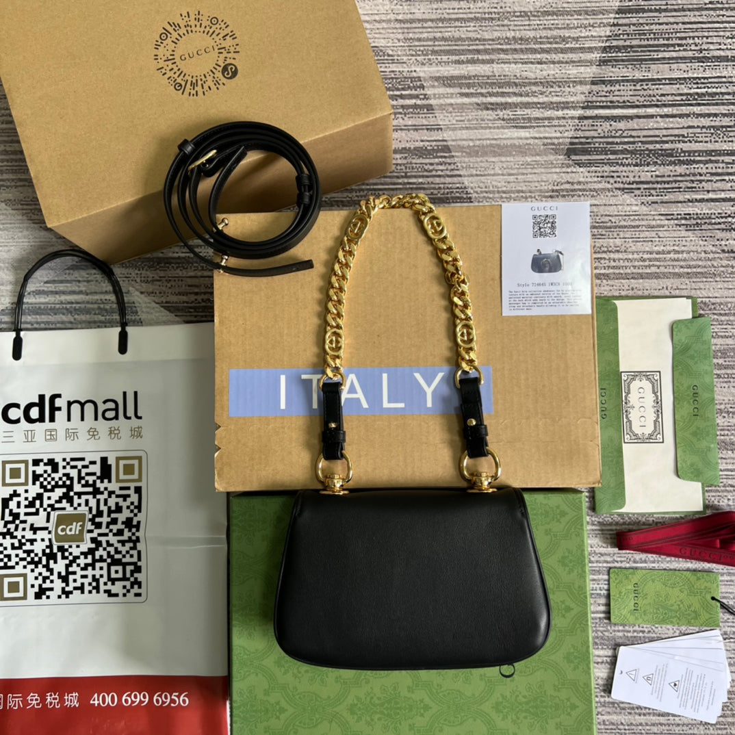 gc 724645 subaxillary bag 21cm black leather