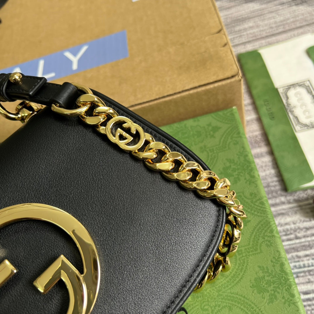 gc 724645 subaxillary bag 21cm black leather