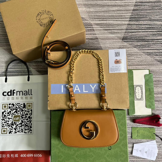 gc 724645 subaxillary bag 21cm brown leather