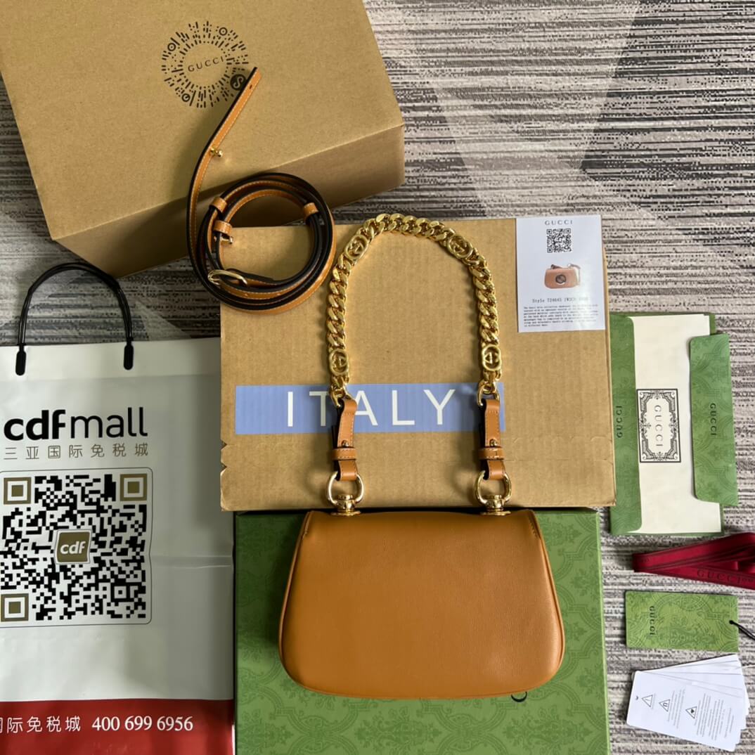 gc 724645 subaxillary bag 21cm brown leather