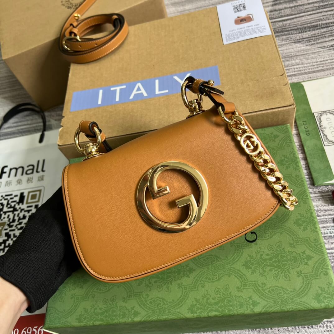 gc 724645 subaxillary bag 21cm brown leather