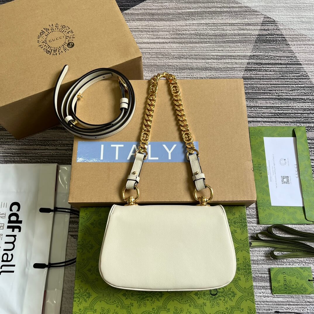 gc 724645 subaxillary bag 21cm white leather