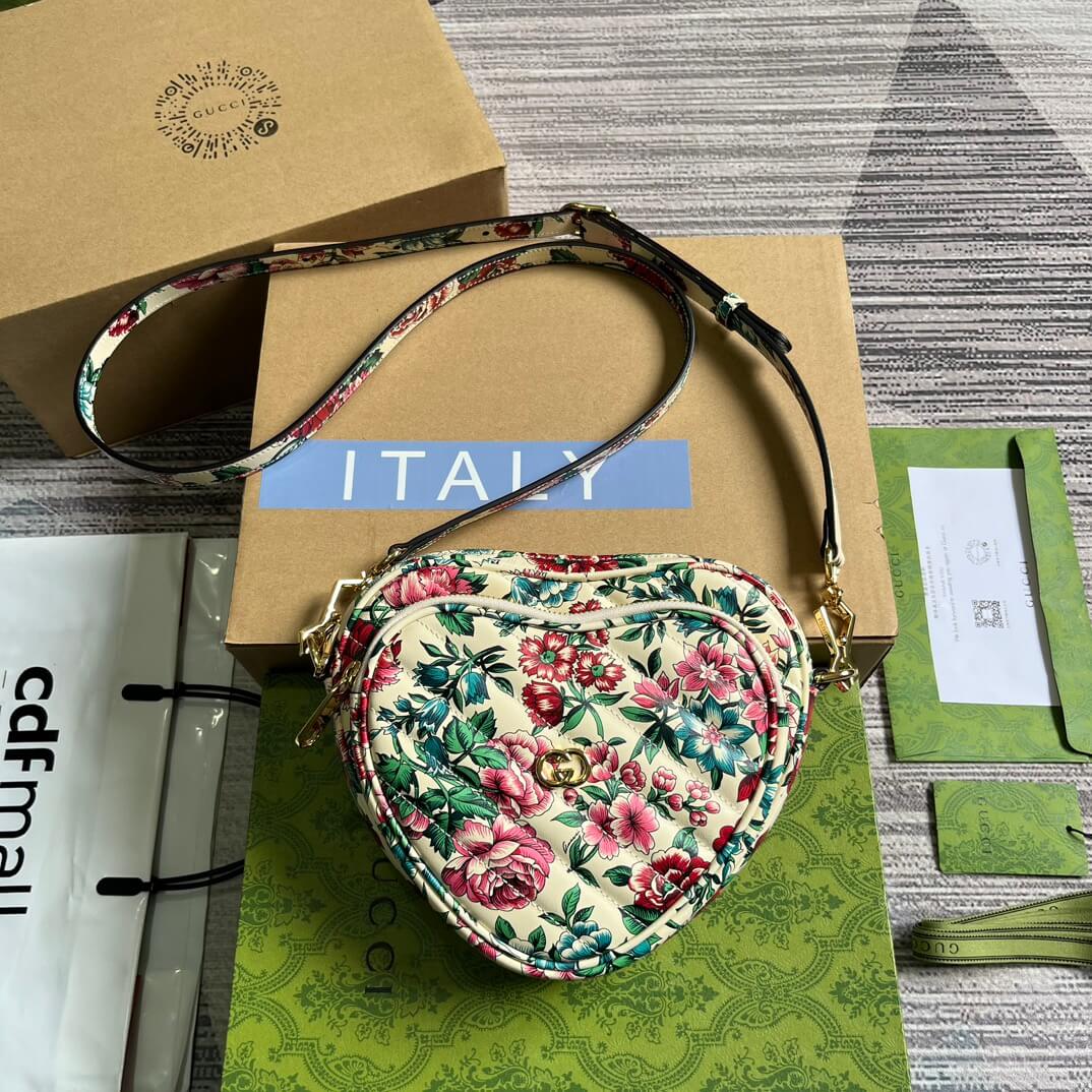 gc 740355 mini heart shoulder bag 20cm white rose pink