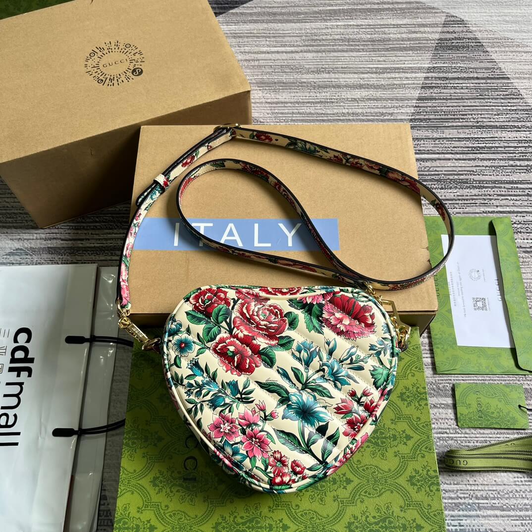 gc 740355 mini heart shoulder bag 20cm white rose pink