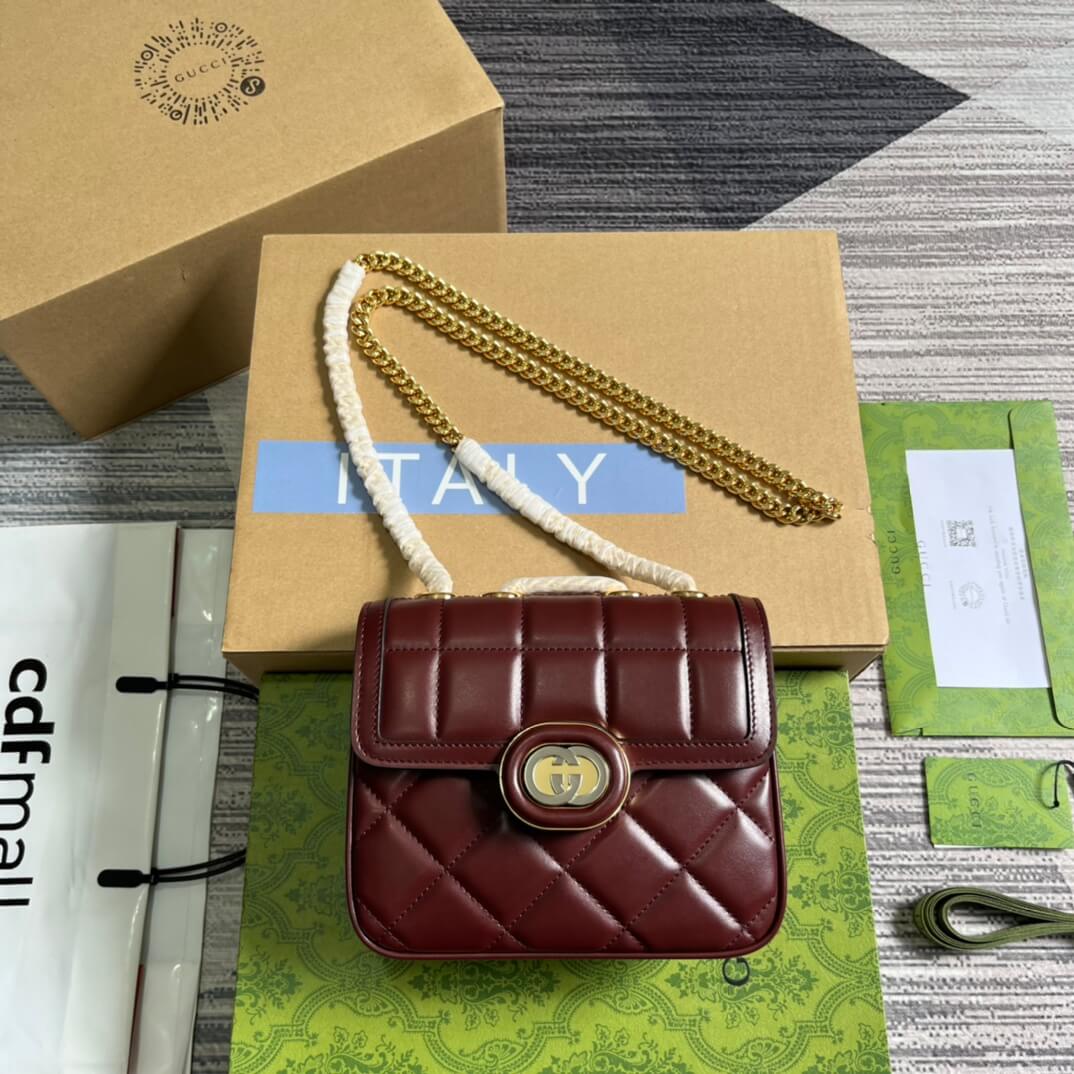 gc 741457 deco small size shoulder bag 18cm crimson