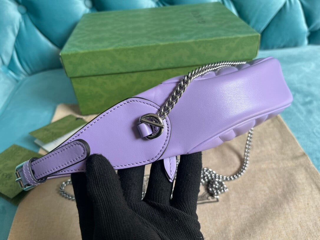 gc699514 mini handbag 21cm purple cowhide real leather