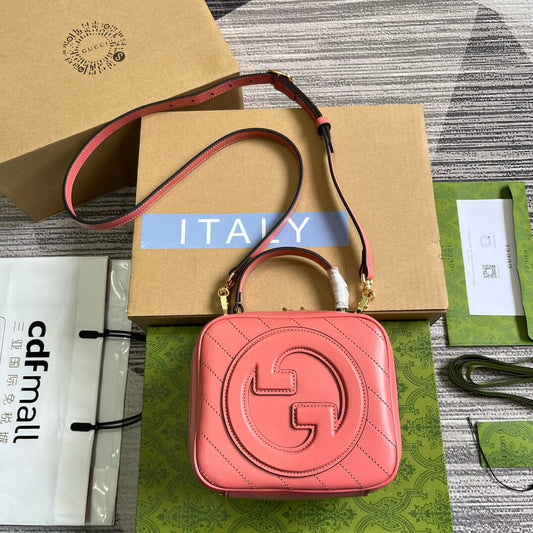 gc744434 blondie handbag 17cm rose pink leather free shipping
