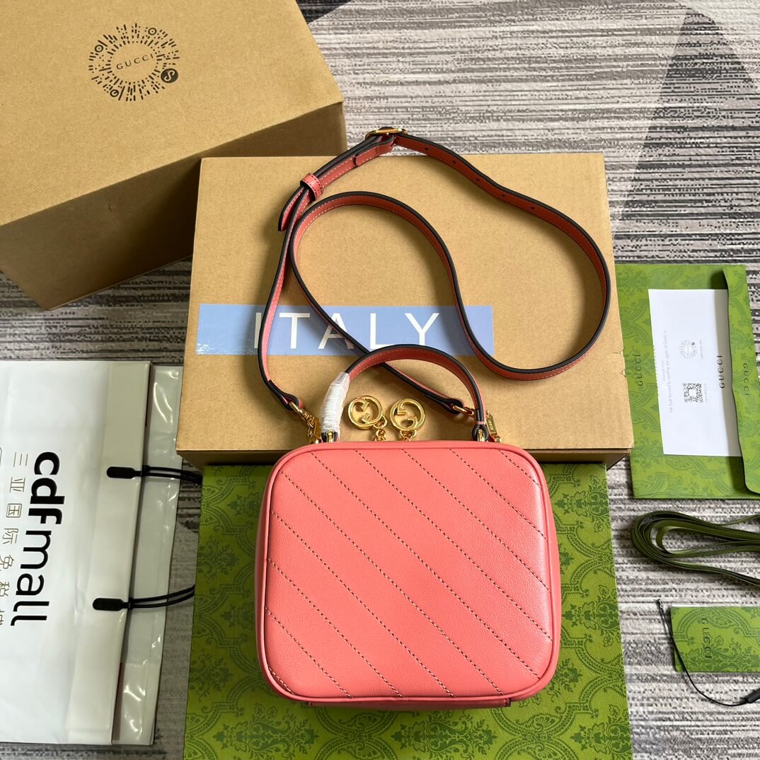 gc744434 blondie handbag 17cm rose pink leather free shipping