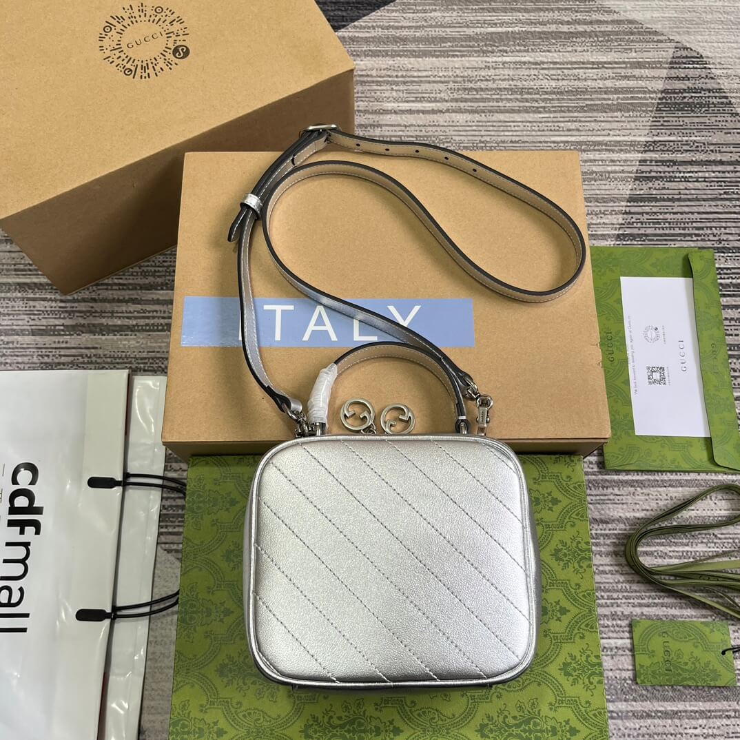 gc744434 blondie handbag 17cm silvery leather free shipping