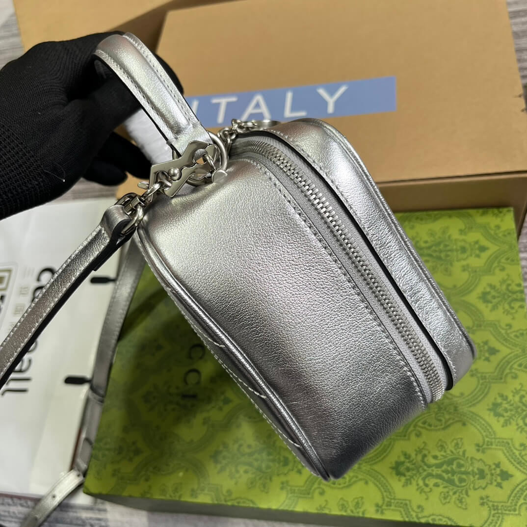 gc744434 blondie handbag 17cm silvery leather free shipping