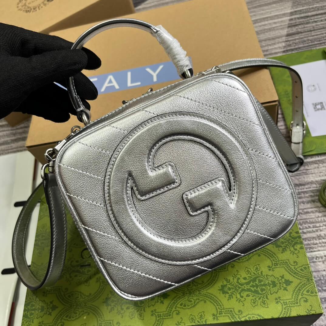 gc744434 blondie handbag 17cm silvery leather free shipping
