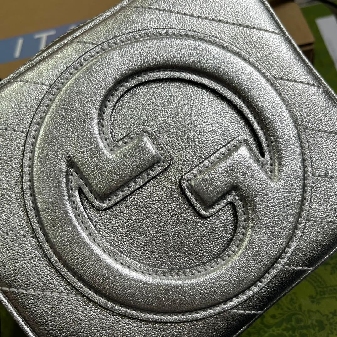 gc744434 blondie handbag 17cm silvery leather free shipping