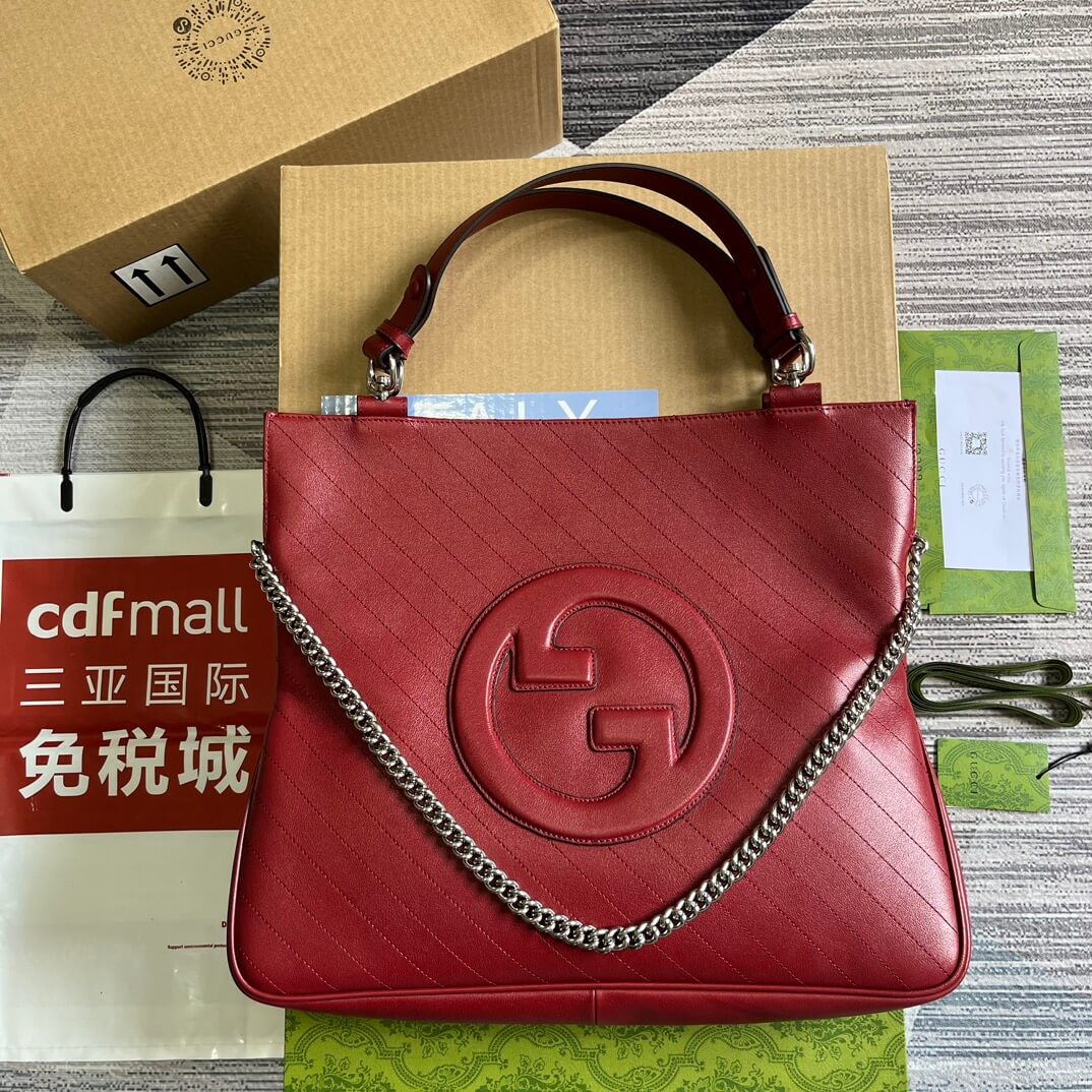 gc751516 blondie handbag 34 5cm red cowhide real leather