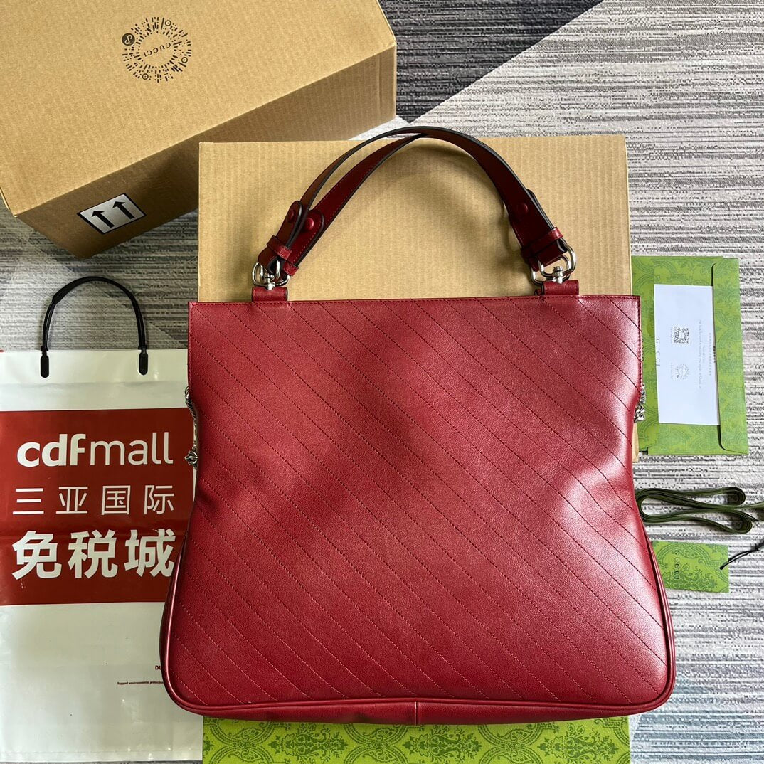 gc751516 blondie handbag 34 5cm red cowhide real leather