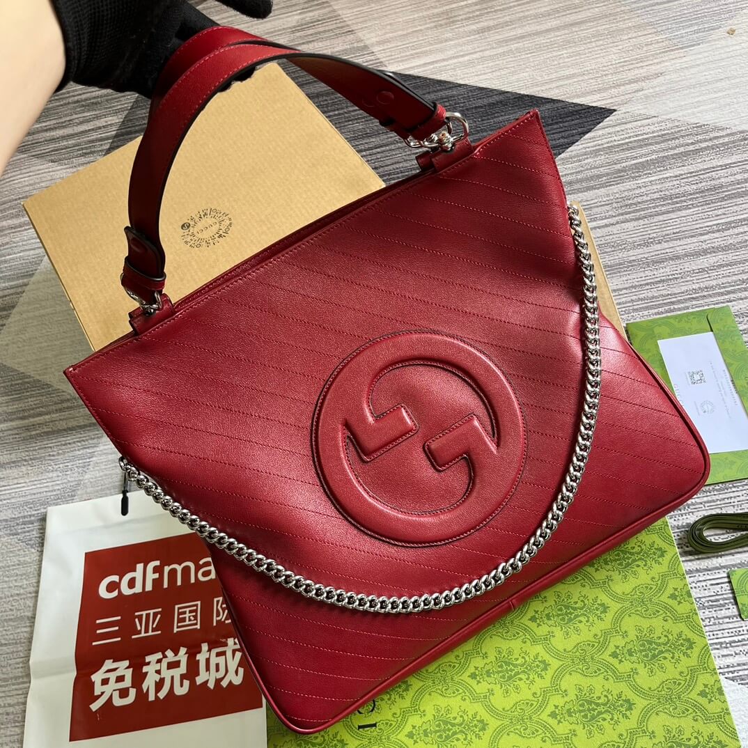 gc751516 blondie handbag 34 5cm red cowhide real leather