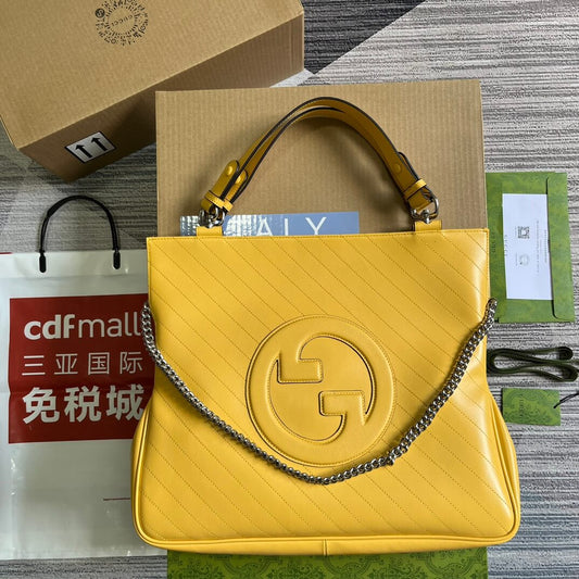 gc751516 blondie handbag 34 5cm yellow cowhide real leather