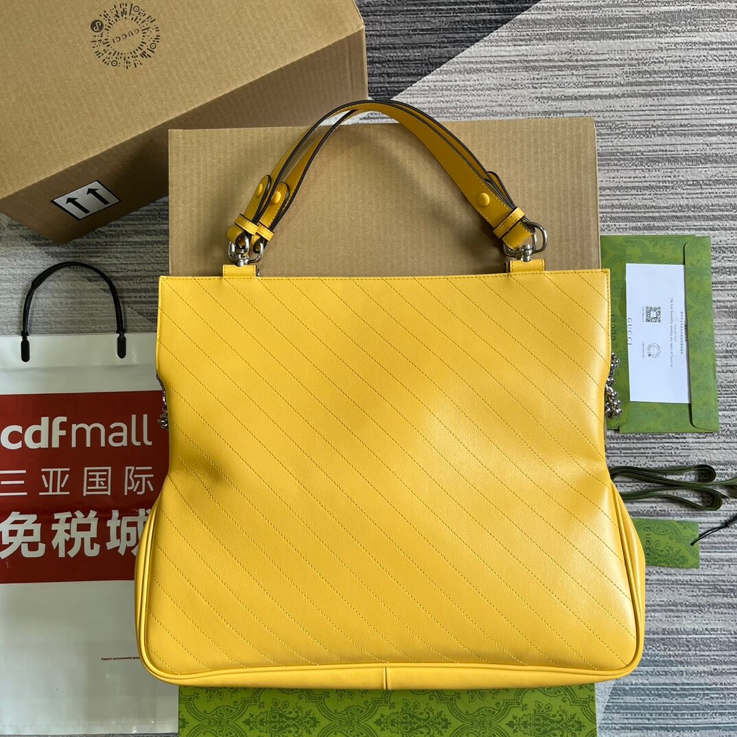 gc751516 blondie handbag 34 5cm yellow cowhide real leather