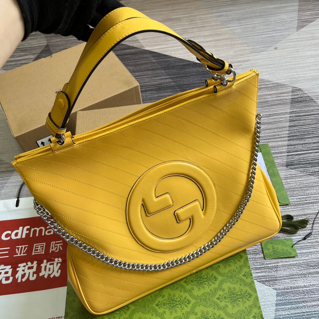 gc751516 blondie handbag 34 5cm yellow cowhide real leather
