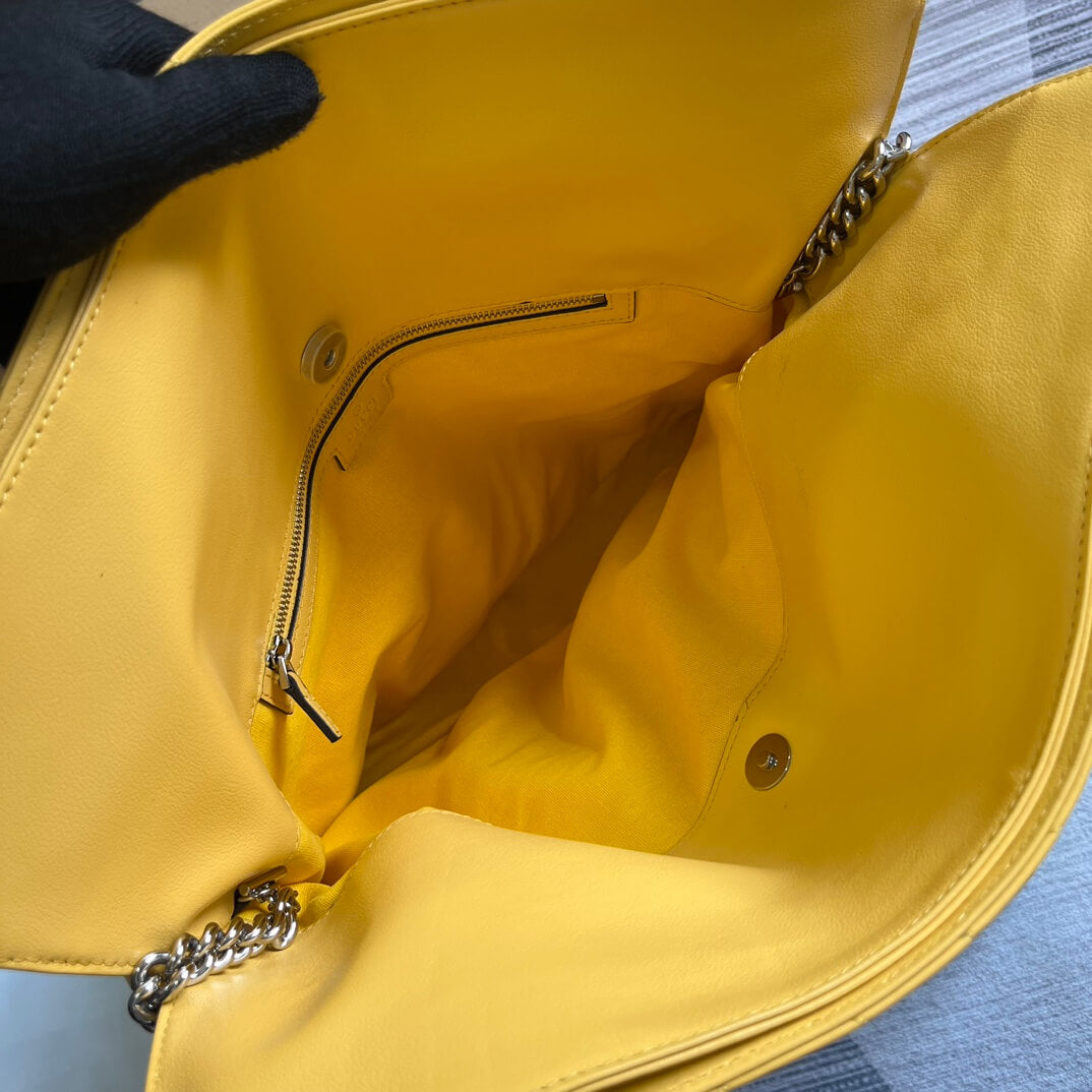 gc751516 blondie handbag 34 5cm yellow cowhide real leather