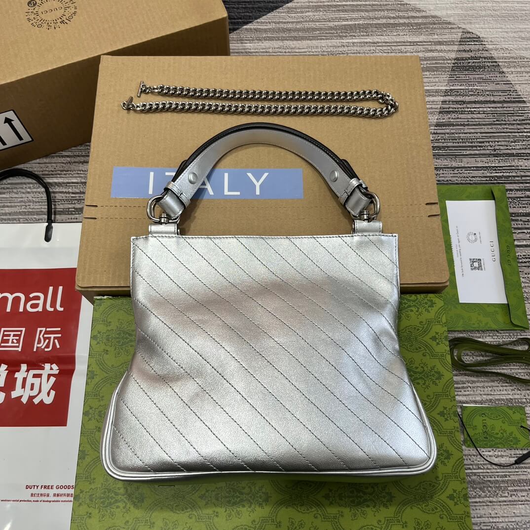 gc751518 blondie handbag 24cm silver leather free shipping