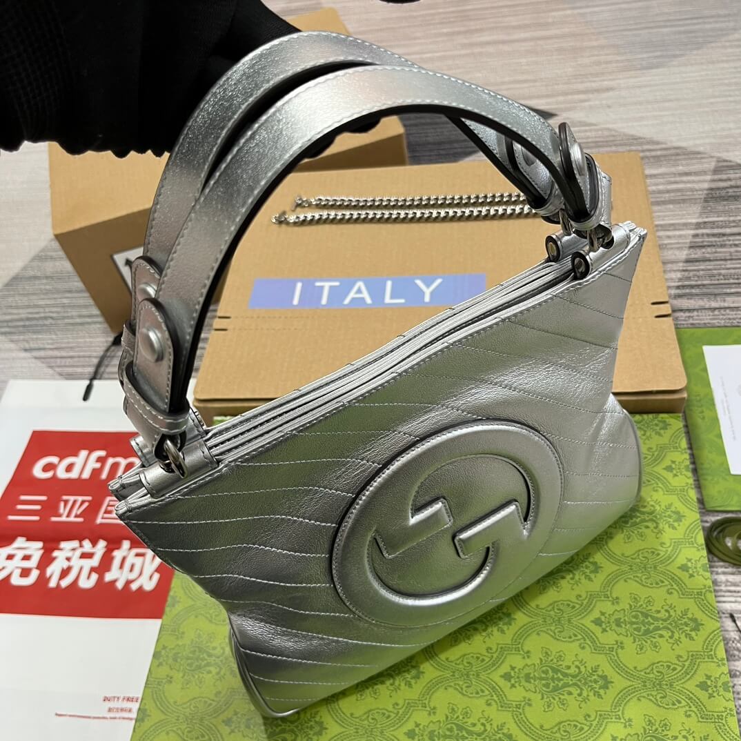 gc751518 blondie handbag 24cm silver leather free shipping