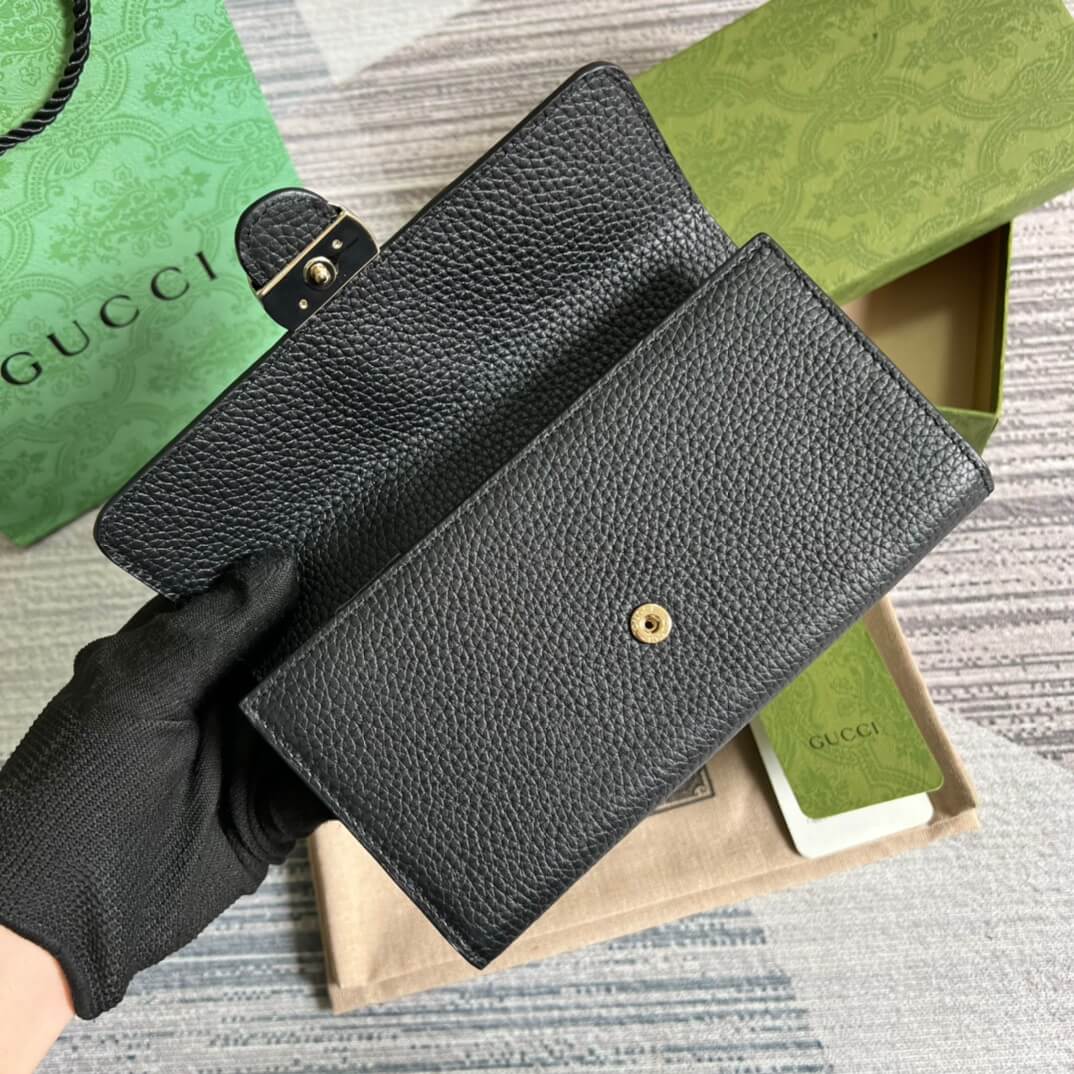 gg 615524 marmont black 19 5cm cowhide real leather