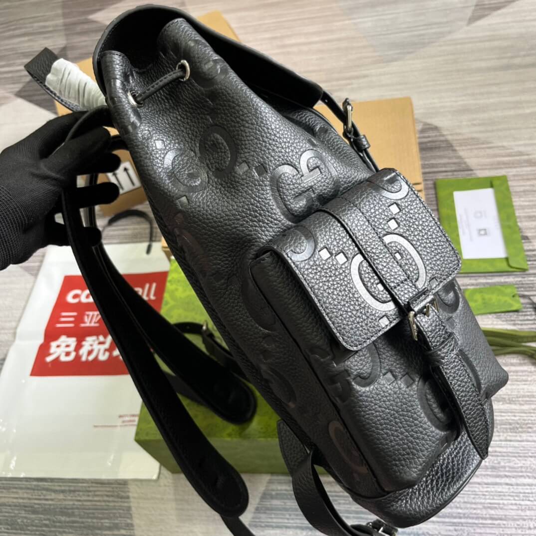 gg 625770 backpack 34cm black cowhide real leather