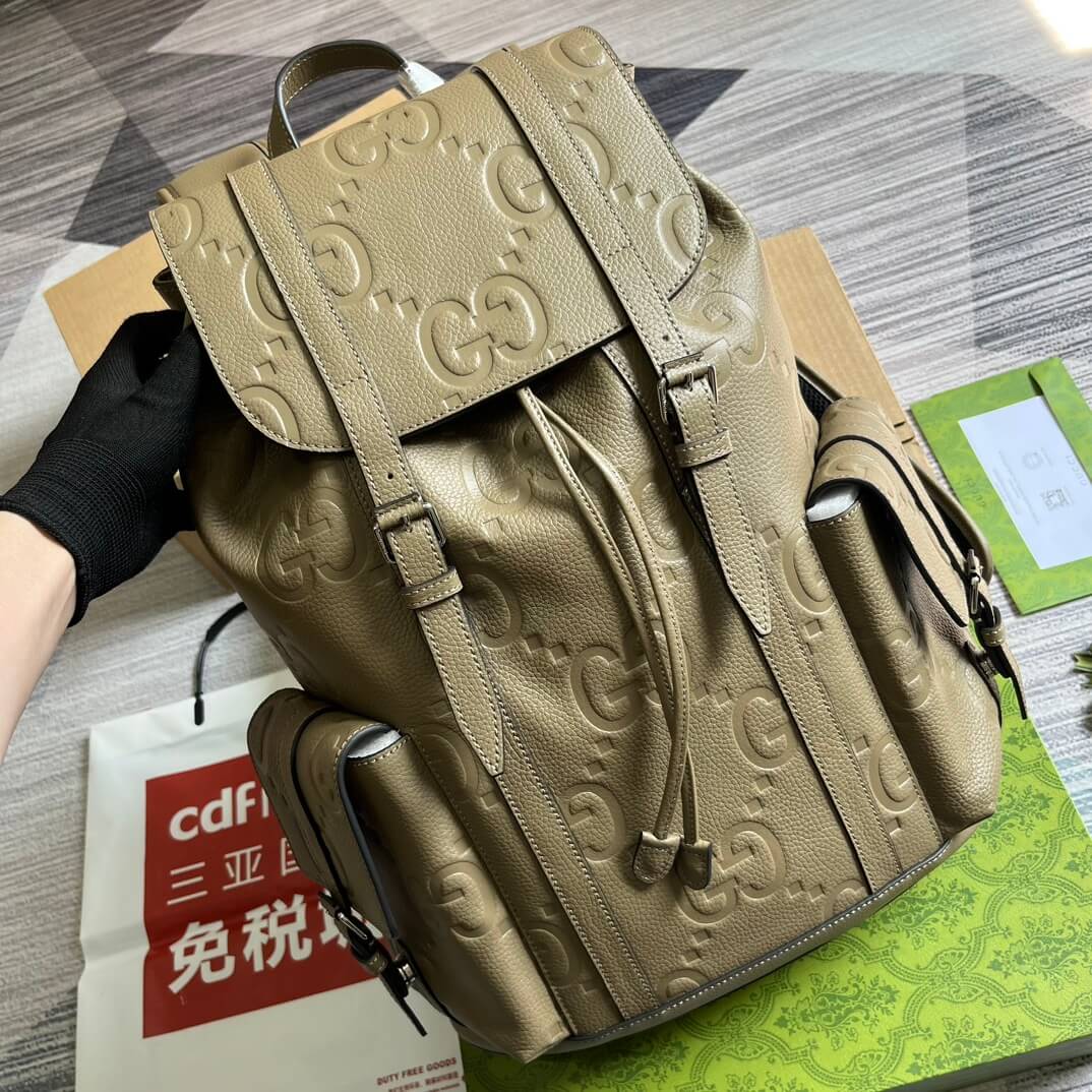 gg 625770 backpack 34cm taupe cowhide real leather