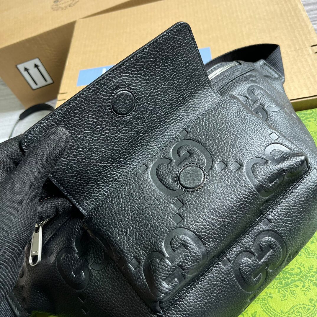 gg 645093 fanny pack 28cm black cowhide real leather