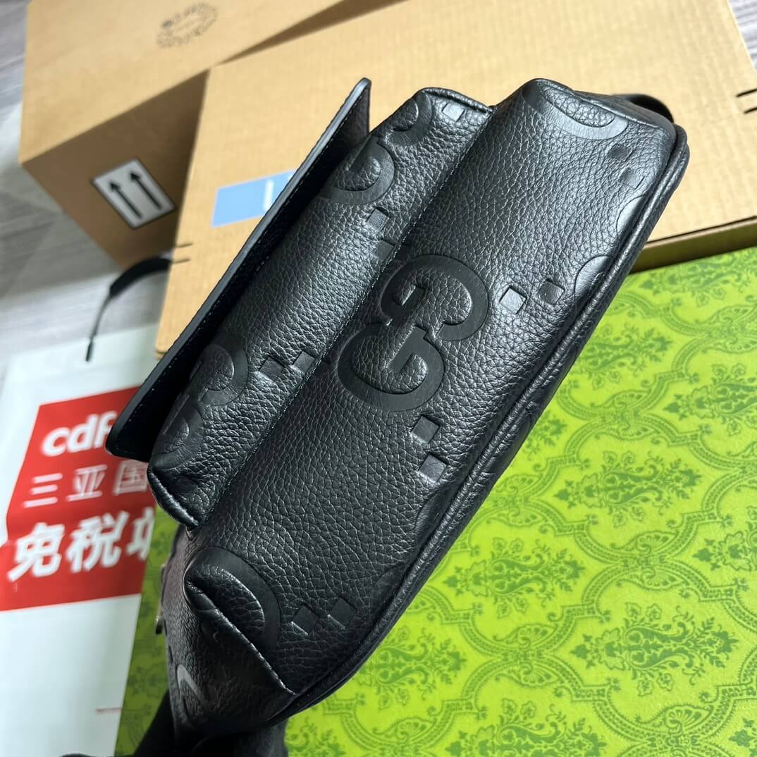 gg 645093 fanny pack 28cm black cowhide real leather