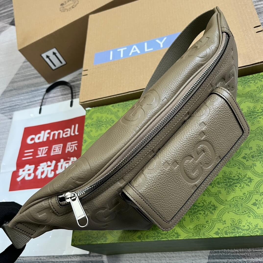 gg 645093 fanny pack 28cm grey cowhide real leather