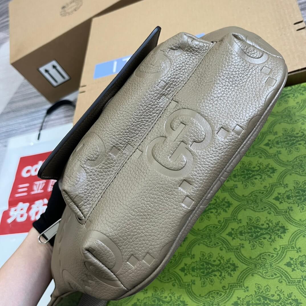 gg 645093 fanny pack 28cm grey cowhide real leather