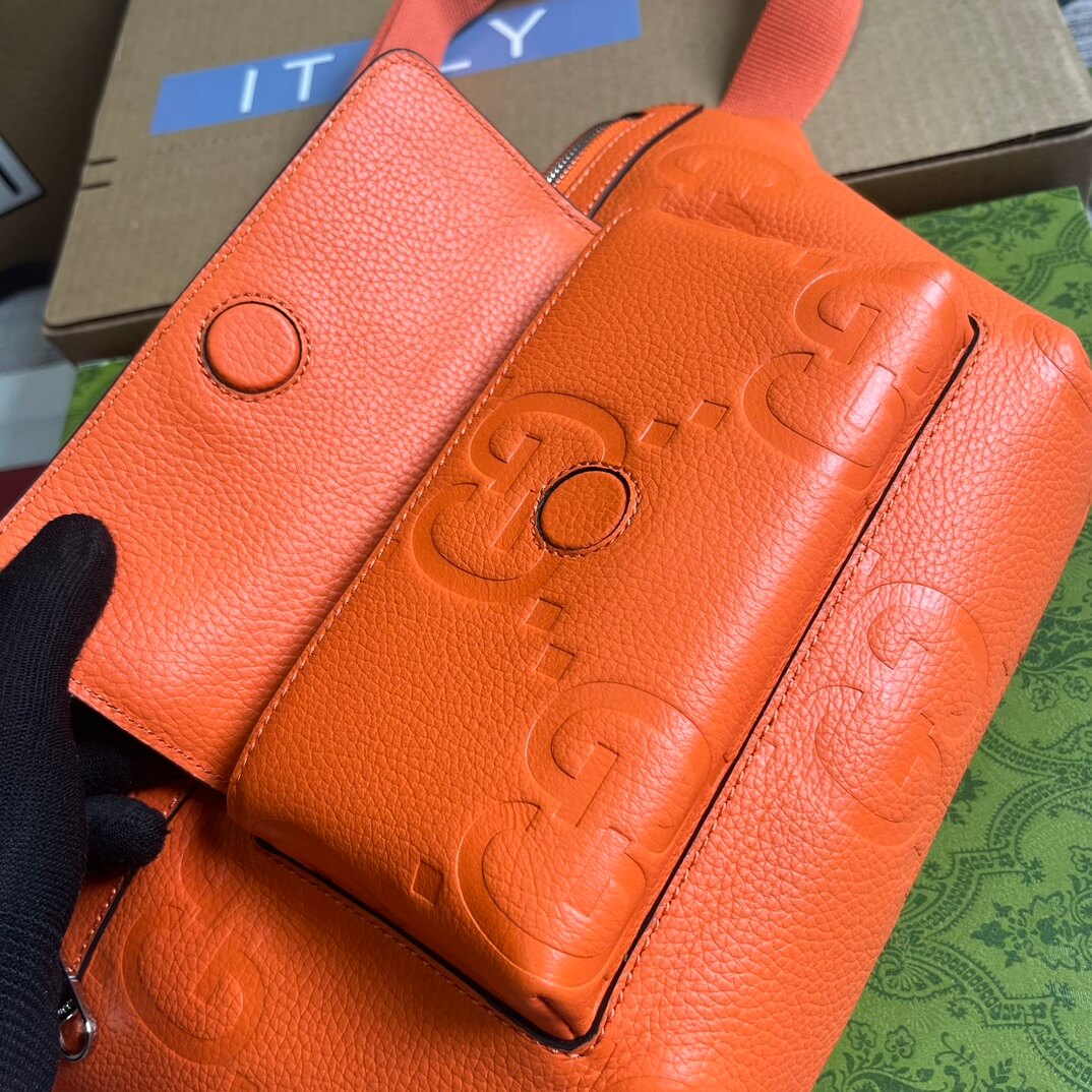 gg 645093 fanny pack 28cm orange cowhide real leather