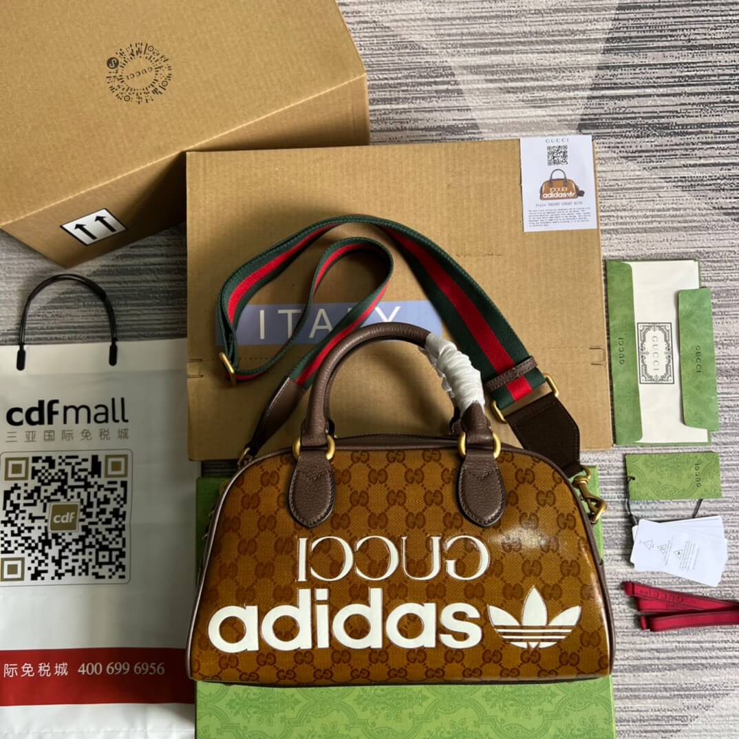gg 702397 shoulder bag handbag brown adidas x gc