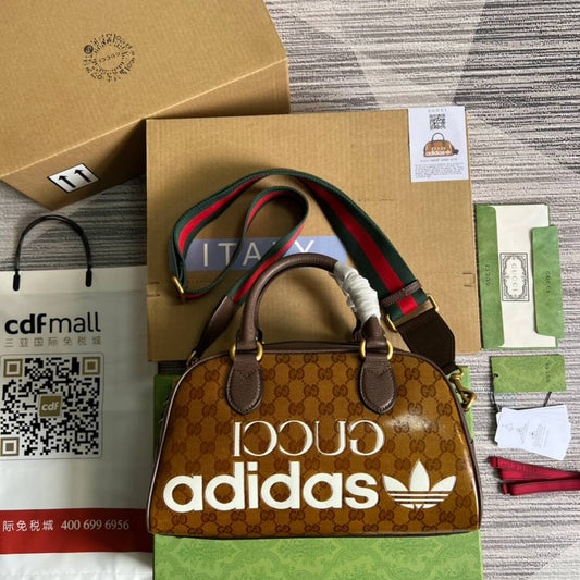 gg 702397 shoulder bag handbag brown adidas x gc