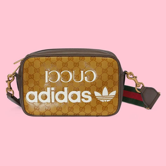 gg 702427 adidas x cross body bags shoulder bag leather brown 25cm