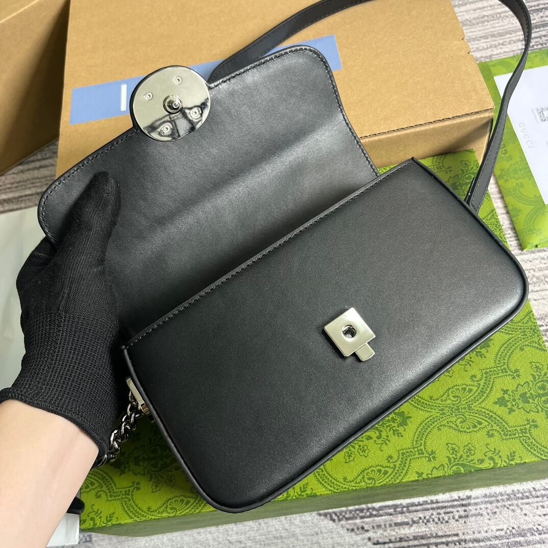 gg 739722 petite gg cross body bags 21cm black leather