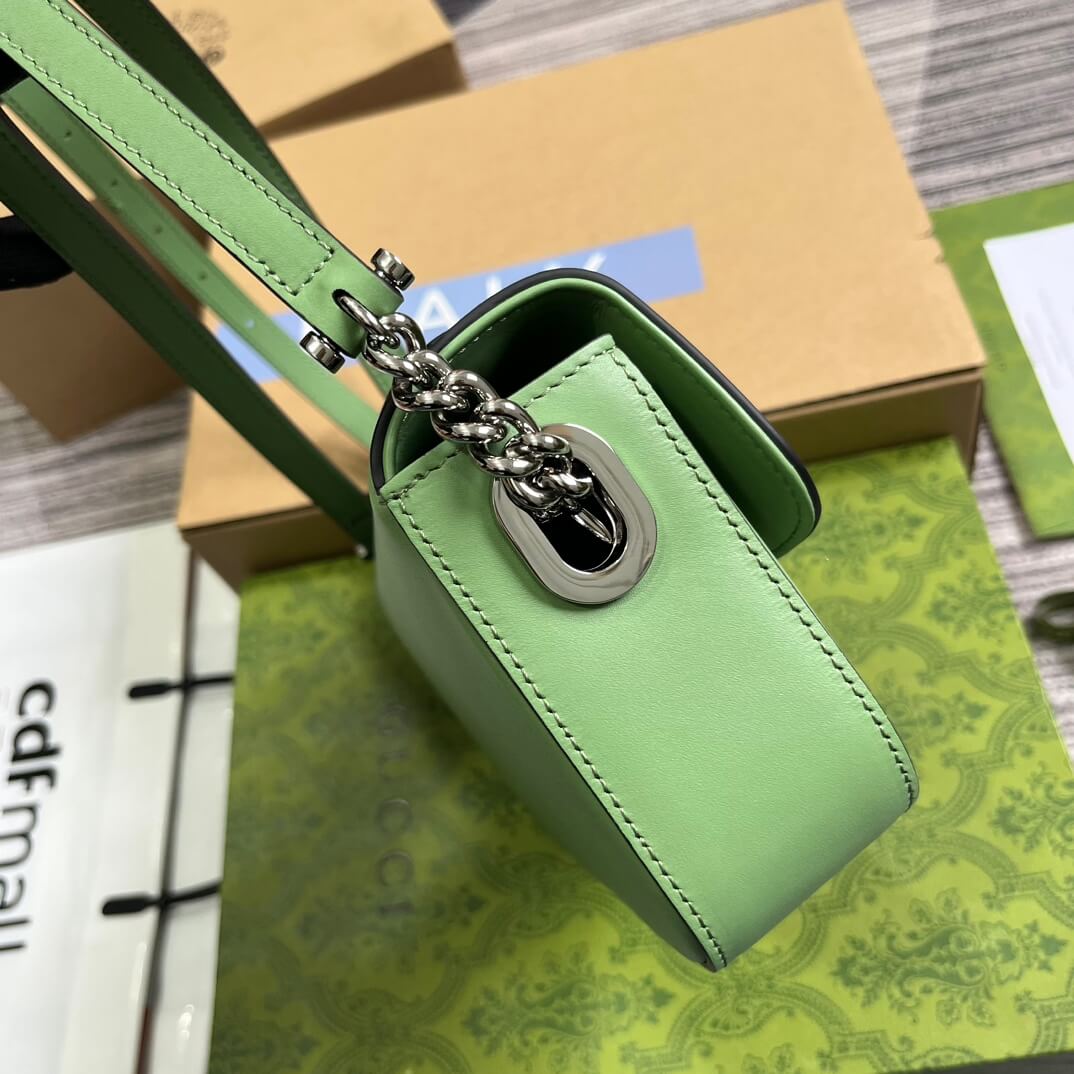 gg 739722 petite gg cross body bags 21cm light green leather