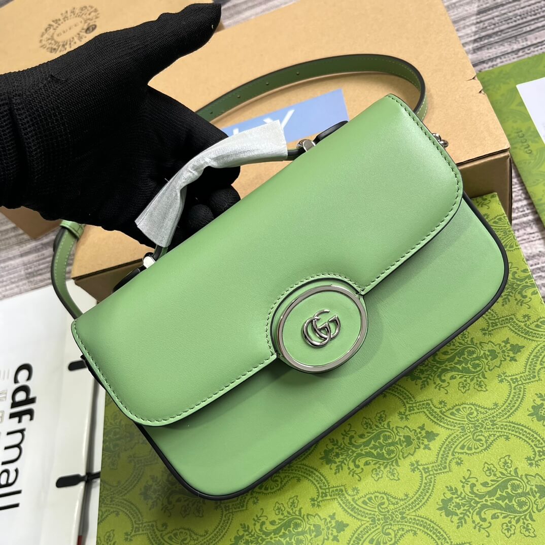 gg 739722 petite gg cross body bags 21cm light green leather