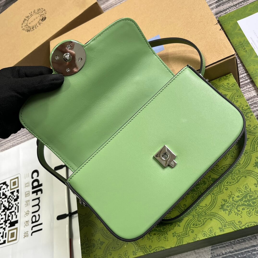 gg 739722 petite gg cross body bags 21cm light green leather