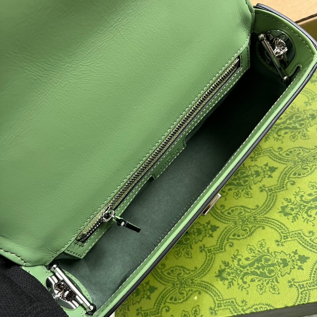 gg 739722 petite gg cross body bags 21cm light green leather
