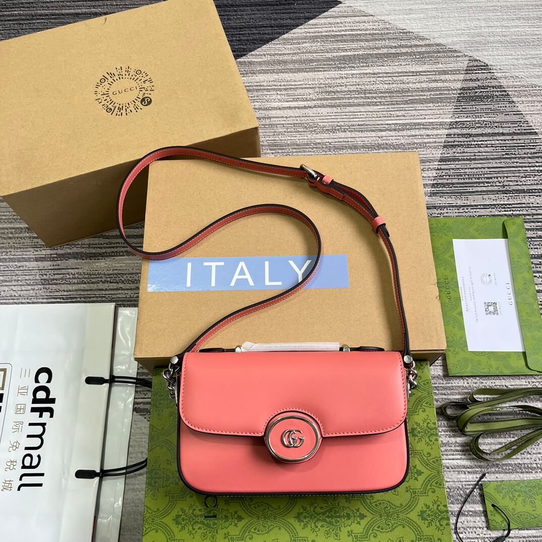 gg 739722 petite gg cross body bags 21cm pink leather