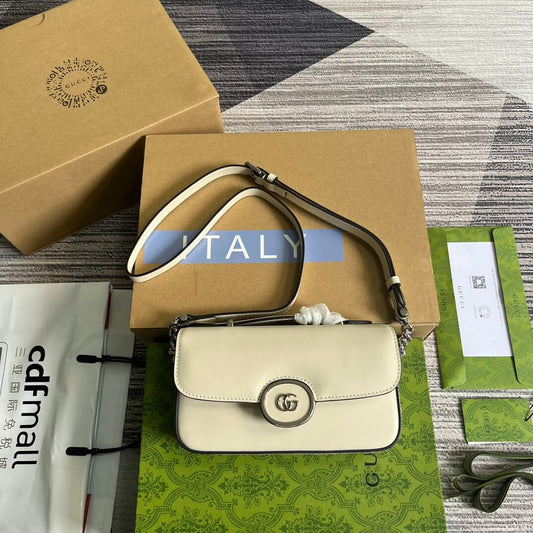 gg 739722 petite gg cross body bags 21cm white leather
