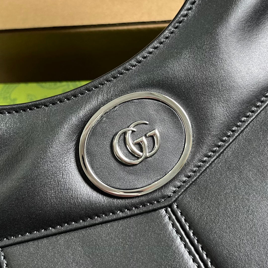 gg 745918 totes handbag 28cm black genuine leather